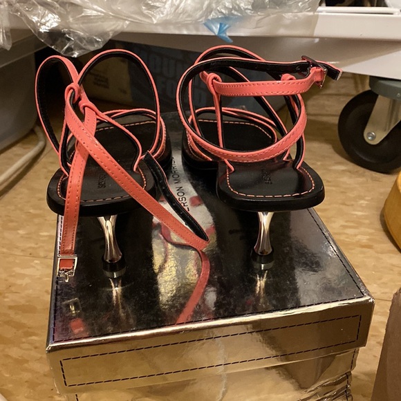 NWT Sigerson Morrison Irma leather square toe strappy kitten heel sandals heels - Picture 10 of 14